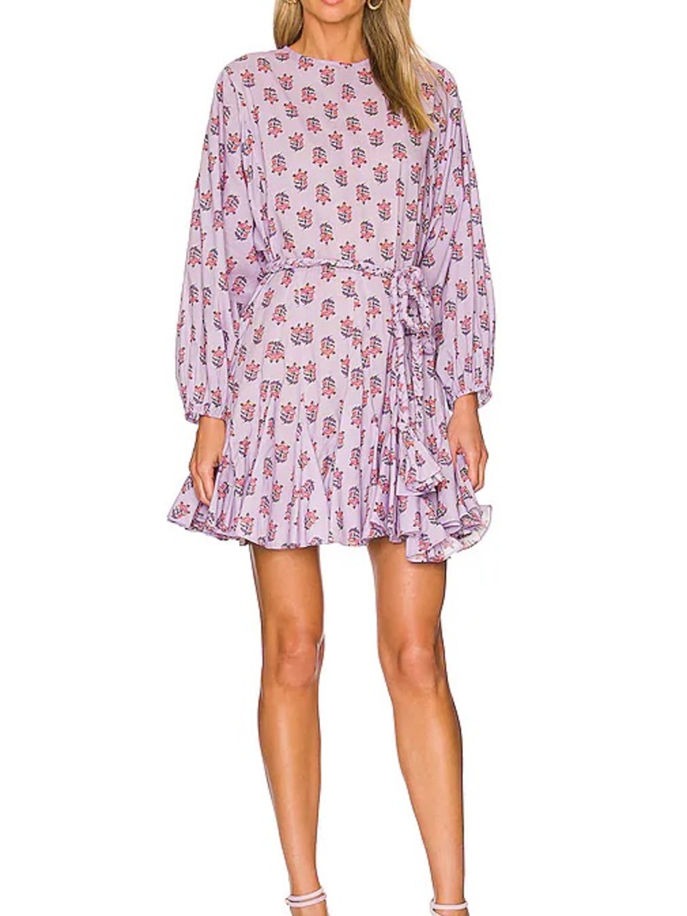 RHODE Lavender Floral Tie-Waist Mini Dress worn once!